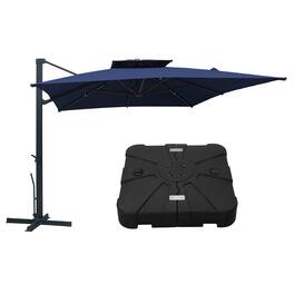 Mondawe - 10x13ft Cantilever Patio Umbrella with DIY Drape Hook and Base - Navy
