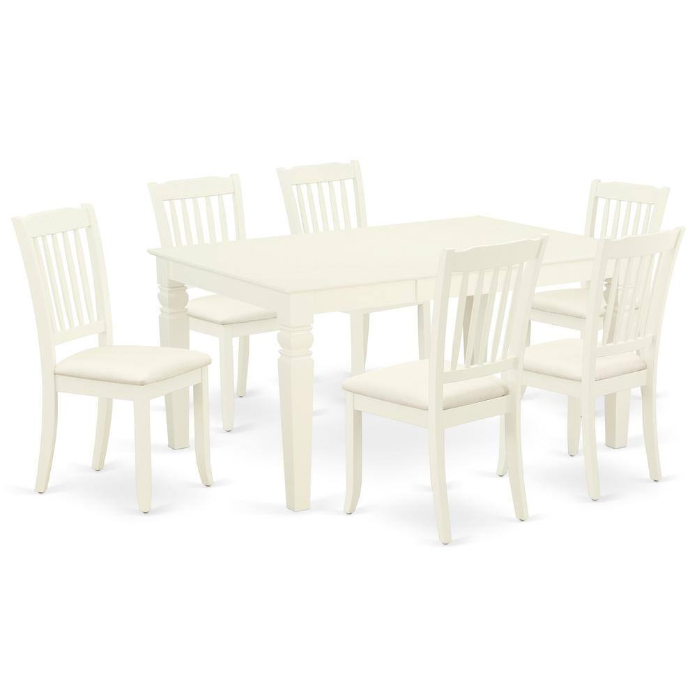 Back. East West Furniture - Dining Room Set Linen White - Brown.