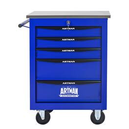 APRILSOUL - 5 Drawers Multifunctional Tool Cart with WheelsMetal Rolling Tool Cart Storage - Black+Blue