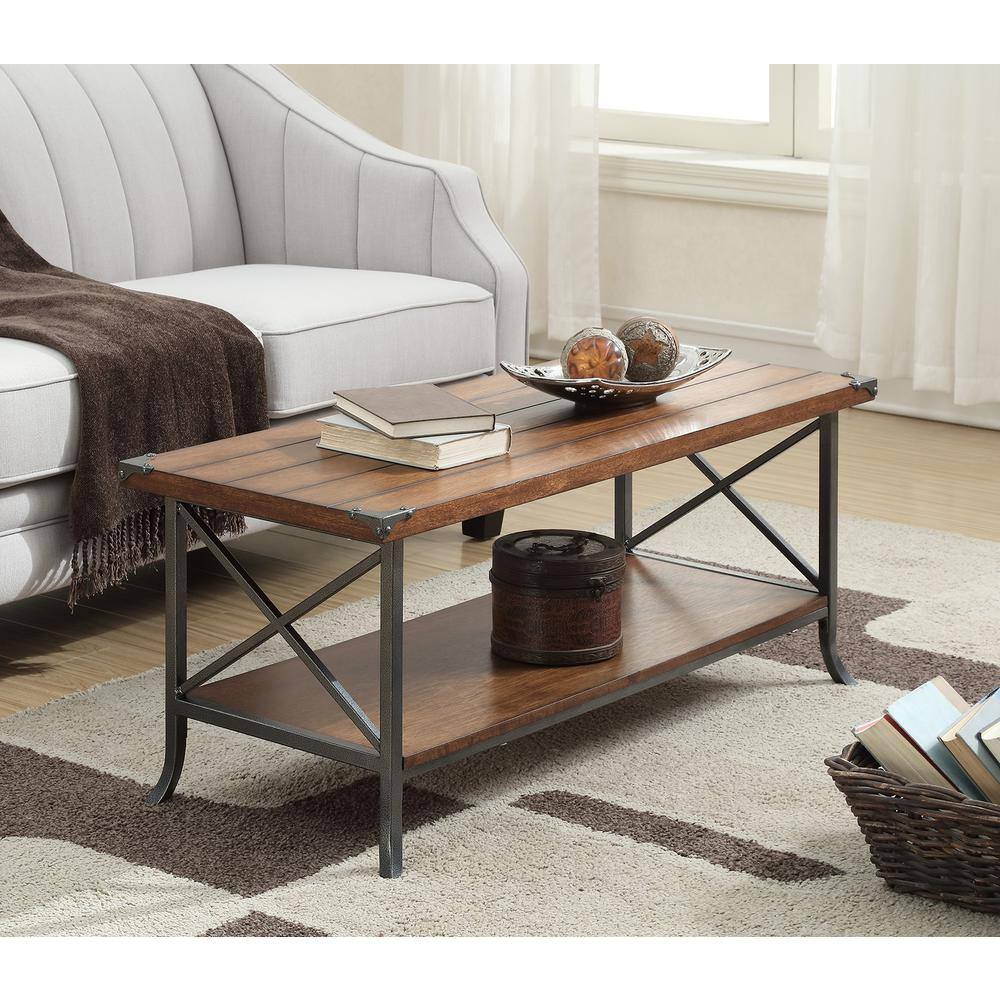 Angle. Convenience Concepts - Brookline Coffee Table - Dark Walnut/Slate Gray Frame.