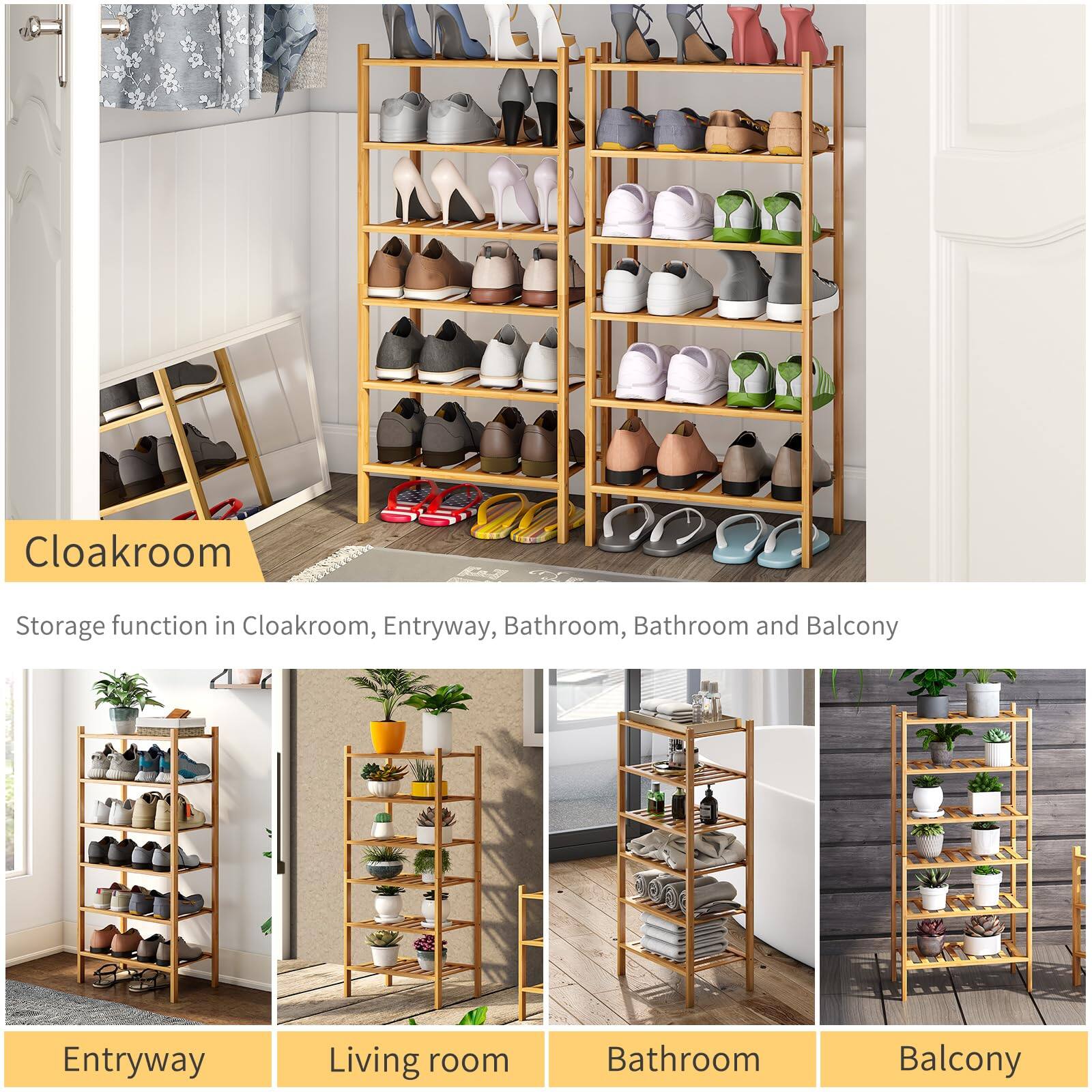 Cloakroom  
Storage function in Cloakroom, Entryway, Bathroom, Bathroom and Balcony  

Entryway  
Living room  
Bathroom  
Balcony