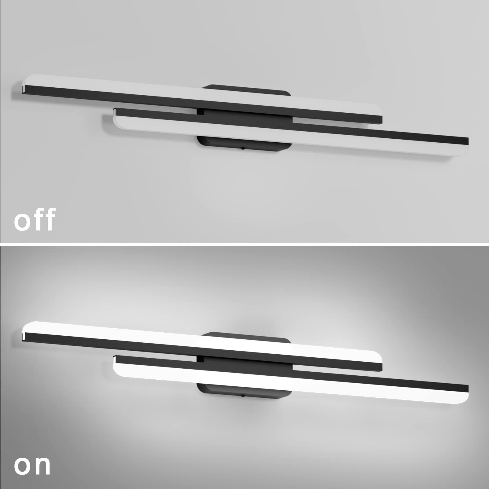 Back. HM 1810 - Led Vanity Light w Frosted Aluminum Modern Bathroom Fixtures Over Long Mirror Bath Lighting k - Gold 32 inch.