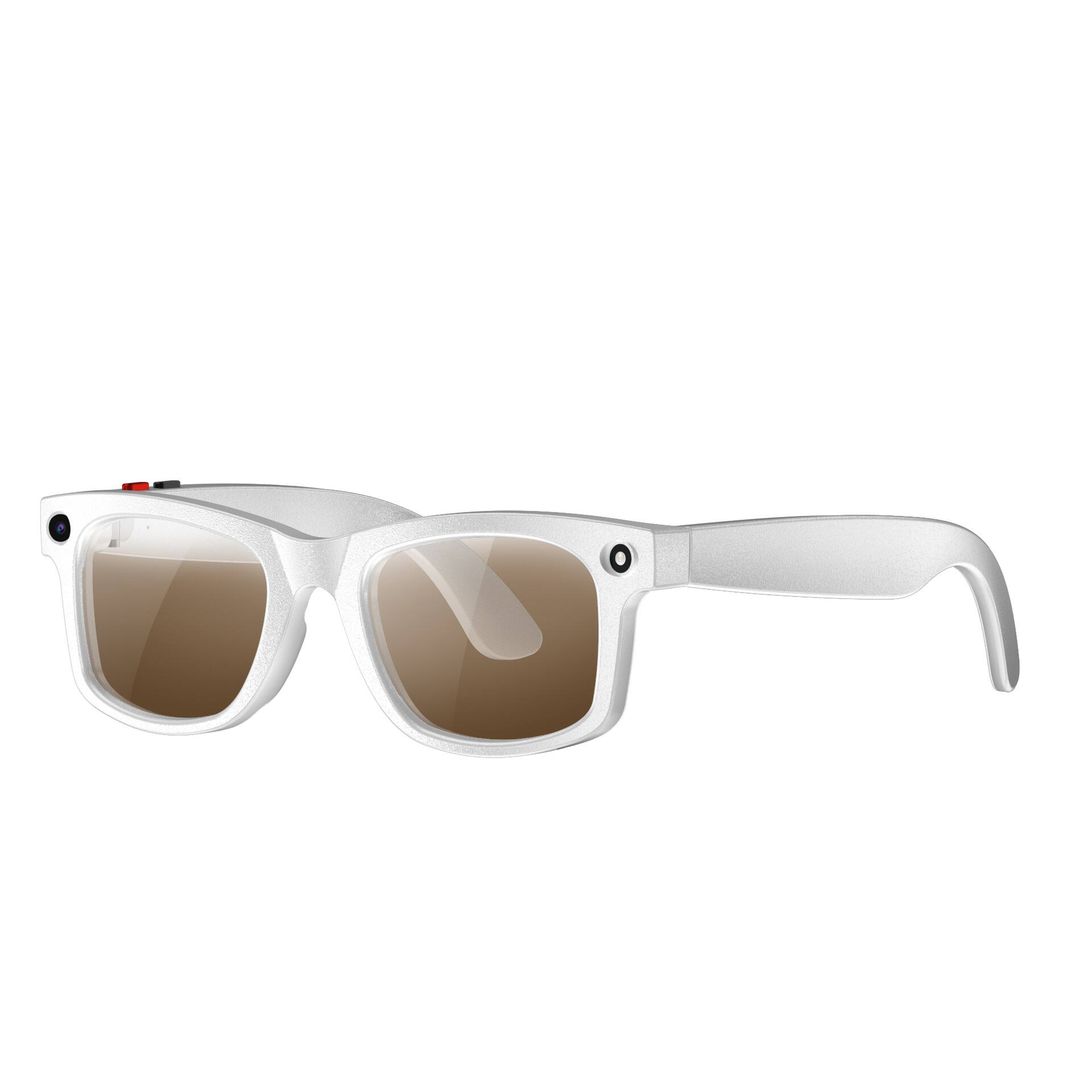 Front. Cluzine - AI Smart Sports Glasses Bluetooth Call Music Translation Photo Video Driving Cycling - White.