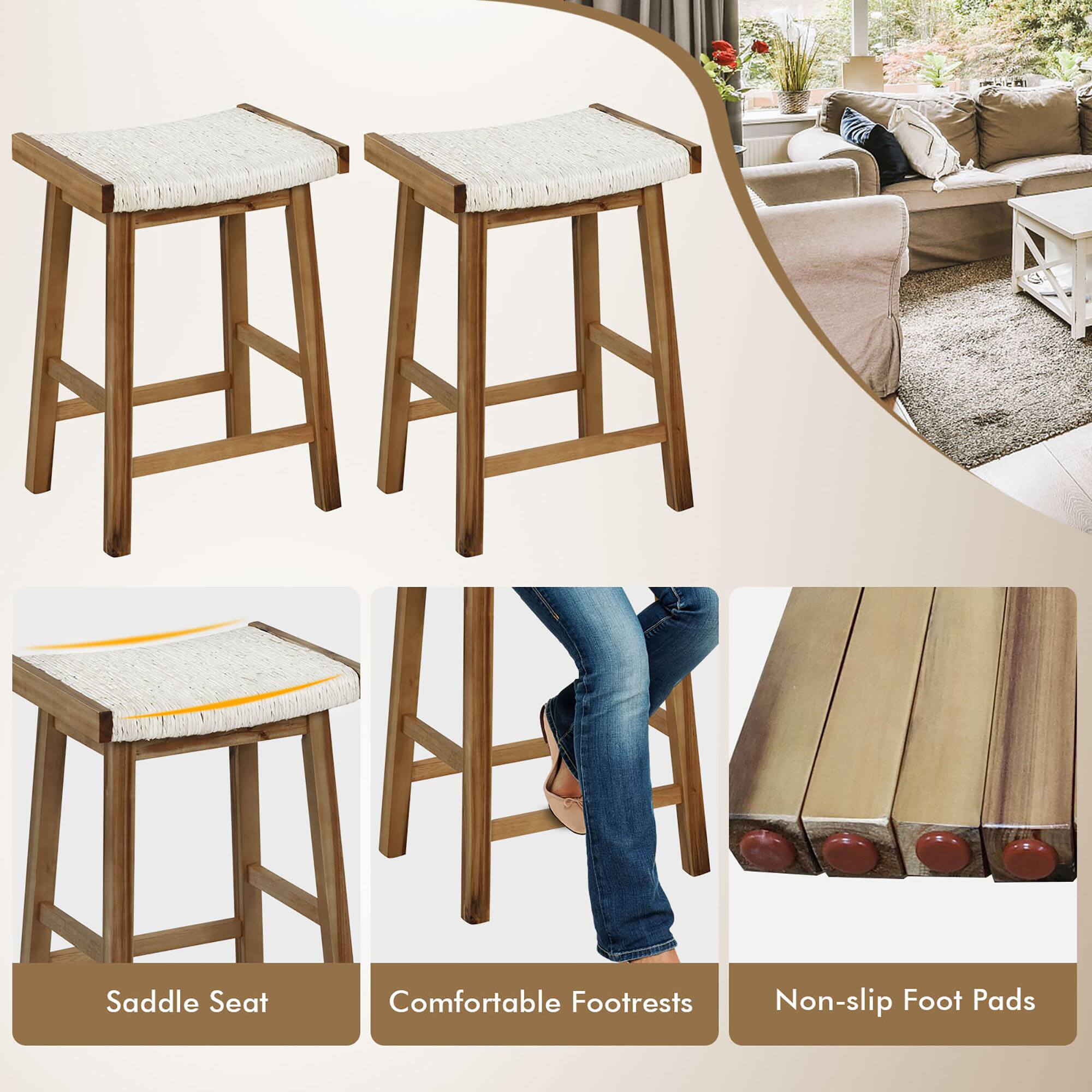 Saddle Seat, Comfortable Footrests, Non-slip Foot Pads