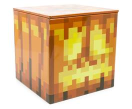 Ukonic - Minecraft Jack O'Lantern Tin Storage Box Cube Organizer with Lid | 4 Inches - Brown