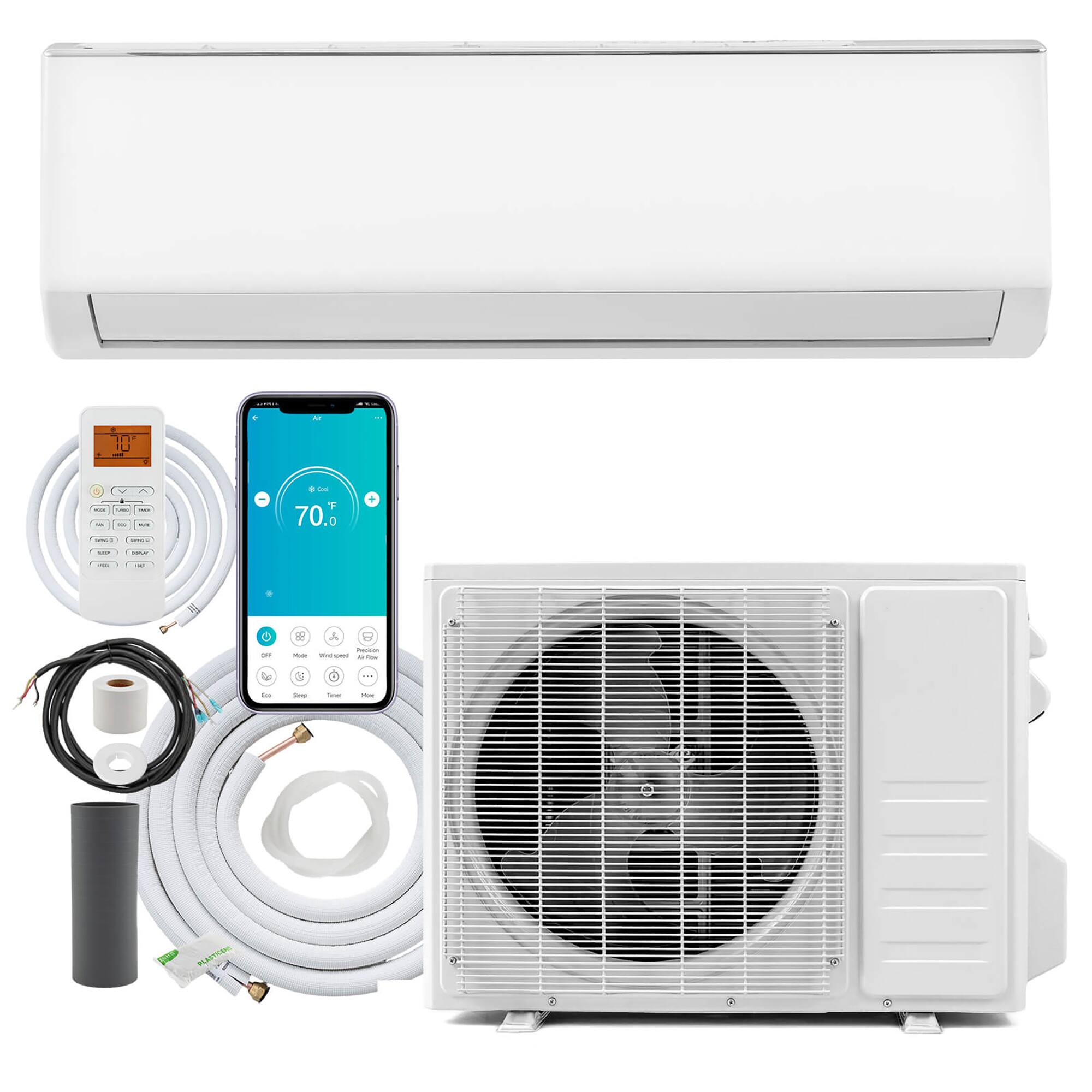 Front. Gymax - Gymax 12000 BTU Mini Split Air Conditioner & Heater w/ Heat Pump & Installation Kit White - White.