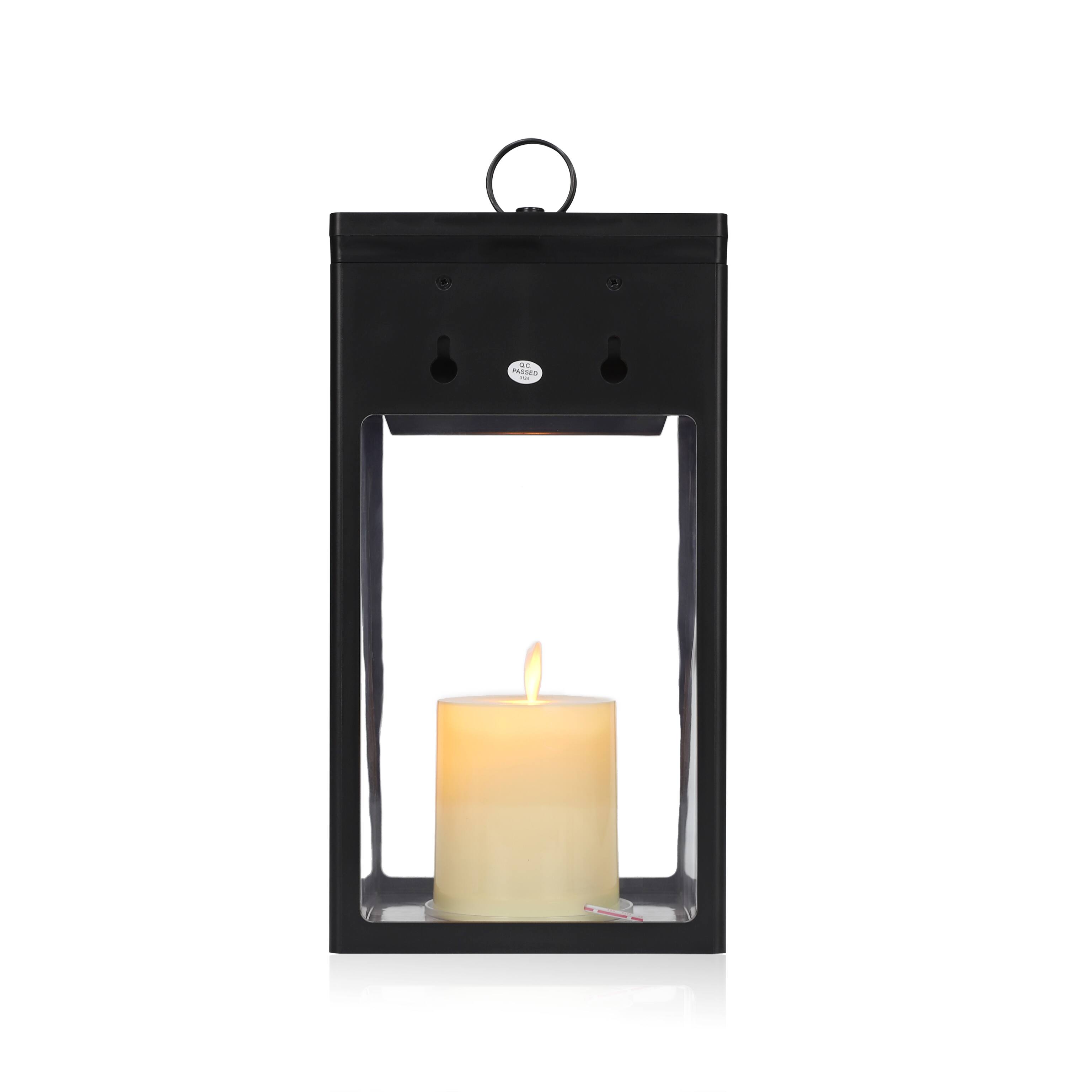 Alt View 7. Techko Maid - Solar Modern Candle Lantern - Large w/ Hanging Hook - Black.