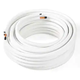 Costway - 50 FT Air Conditioning Copper Tubing Hose Extension for Mini Split AC Includes 1/4 inch & 1/2 inch O.D. pipes - White