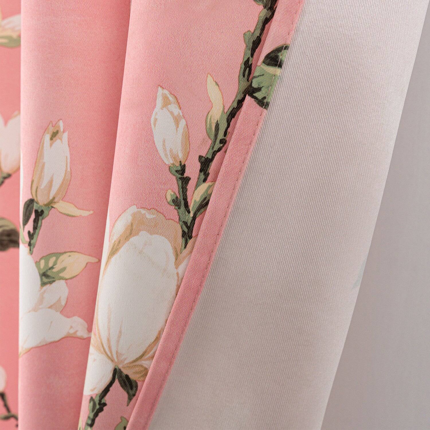 Alt View 1. Olivia Gray - Olivia Gray 100% Polyester 200 GSM Blossom Printed Blackout Grommet Curtain Panel 54" x 84" Blush - Blush.