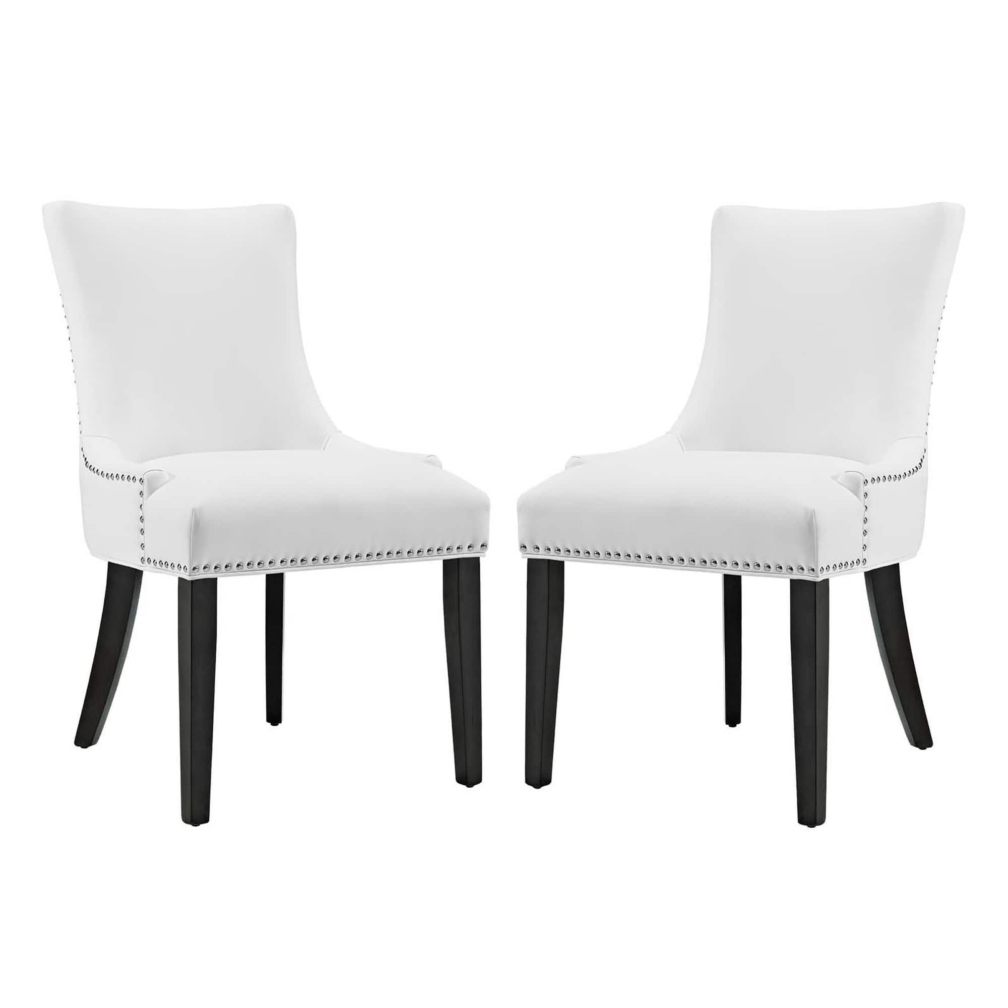 Marquis Faux Leather Dining Chair Set of 2 by Modway - White