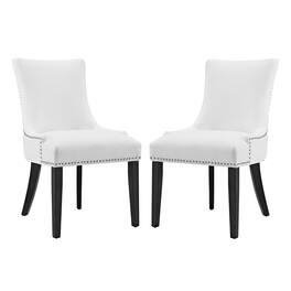 Marquis Faux Leather Dining Chair Set of 2 by Modway - White