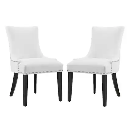 Front. Modway - Marquis Faux Leather Dining Chair Set of 2 by Modway - White.