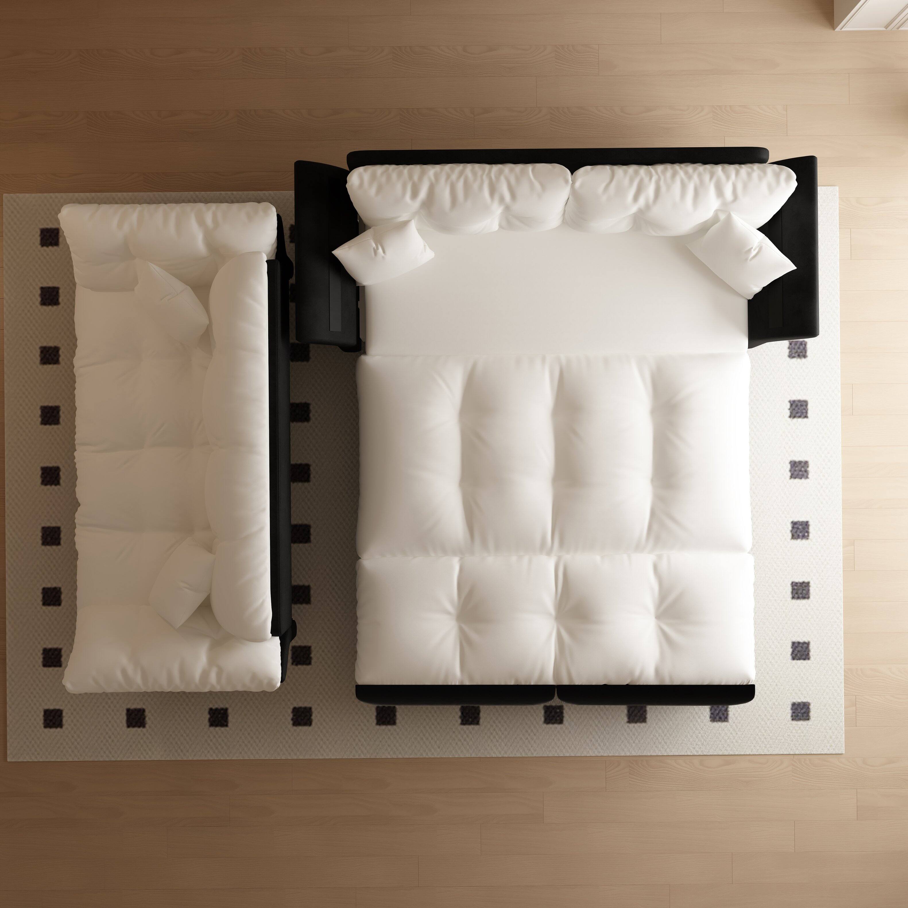 Alt View 1. Anysun - Queen 3-in-1 Pull Out Sofa Bed - Tufted Velvet Design, Includes 2 Pillows, Multi-Functional Loveseat. - White.