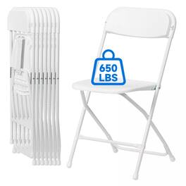 Essen Blissed - 6 PCS Plastic Folding Chair, Folding Chair for Wedding Party Outdoor Indoor, Stackable Folding Chairs - White
