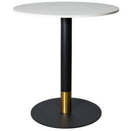 LeisureMod - Vail 27 Inch Round Dining Table with MDF Top and Black/Gold Base, Modern Small Kitchen Bistro Accent Table - Light Wood Brown