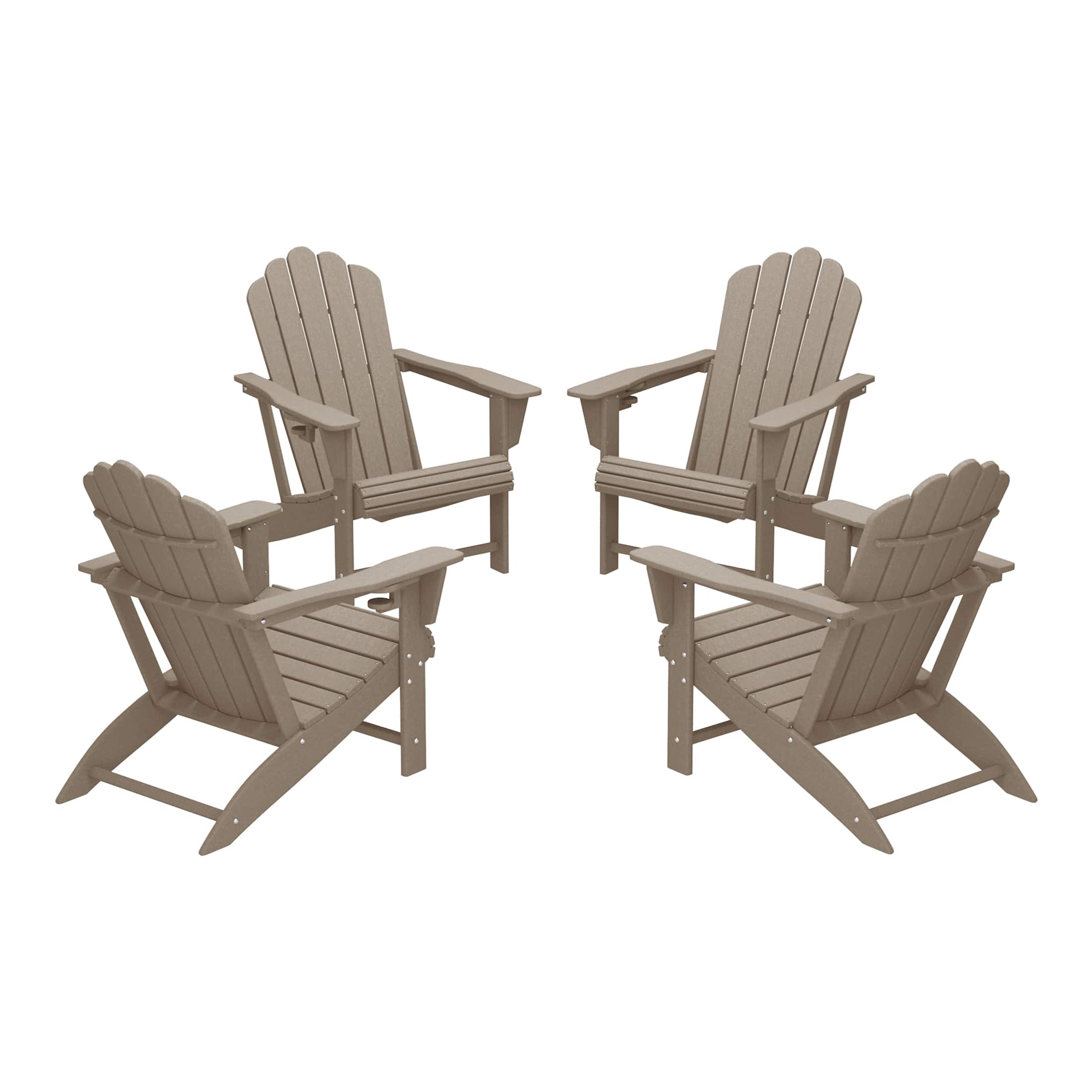 WestinTrends - Highland Outdoor Patio HDPE Adirondack Chairs With Cup Holders (Set of 4) - Weathered Wood price history on PriceWatchPro
