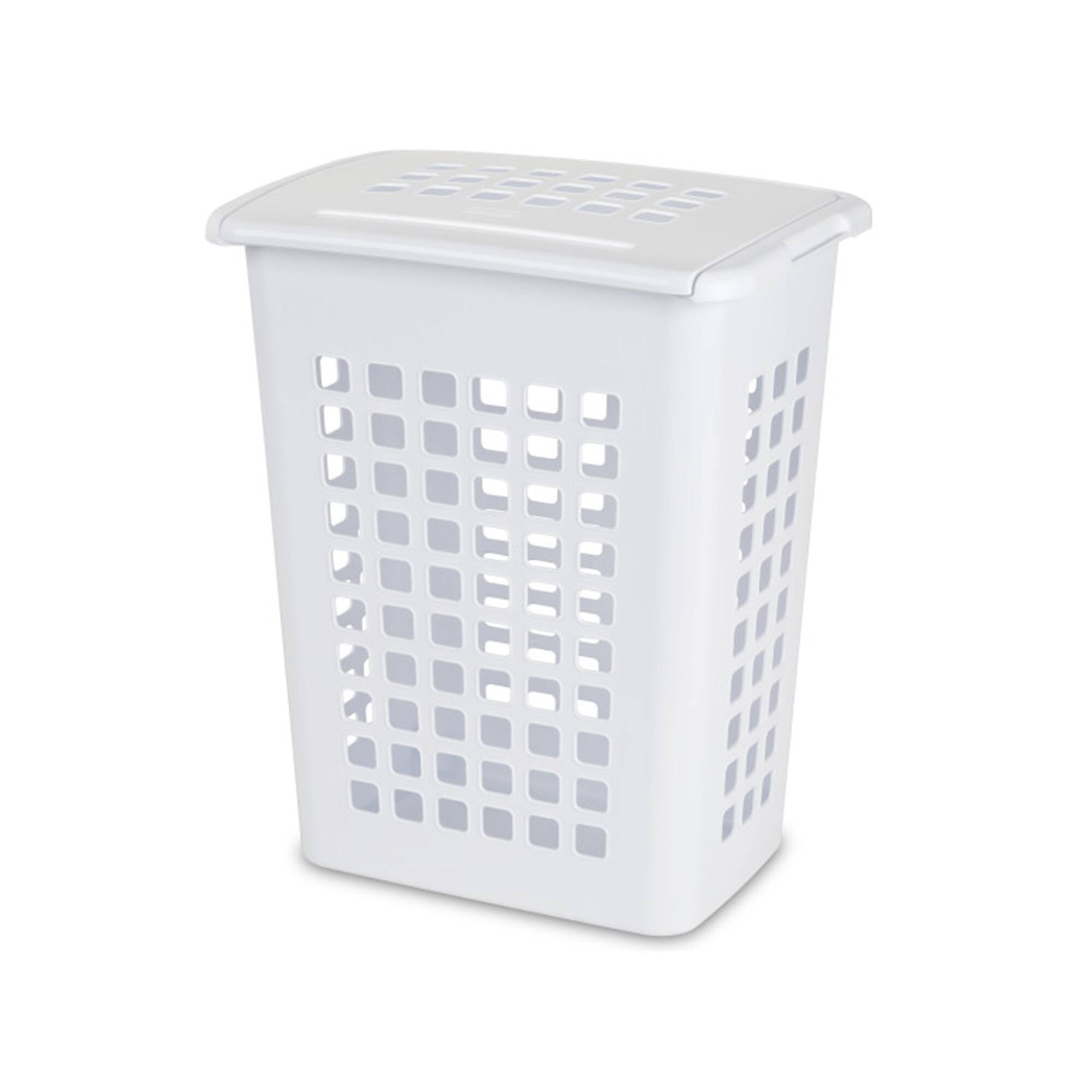 Front. Sterilite - Sterilite Rectangular LiftTop Plastic Clothes Laundry Hamper Bin w/ Lid (4 Pack) - White.