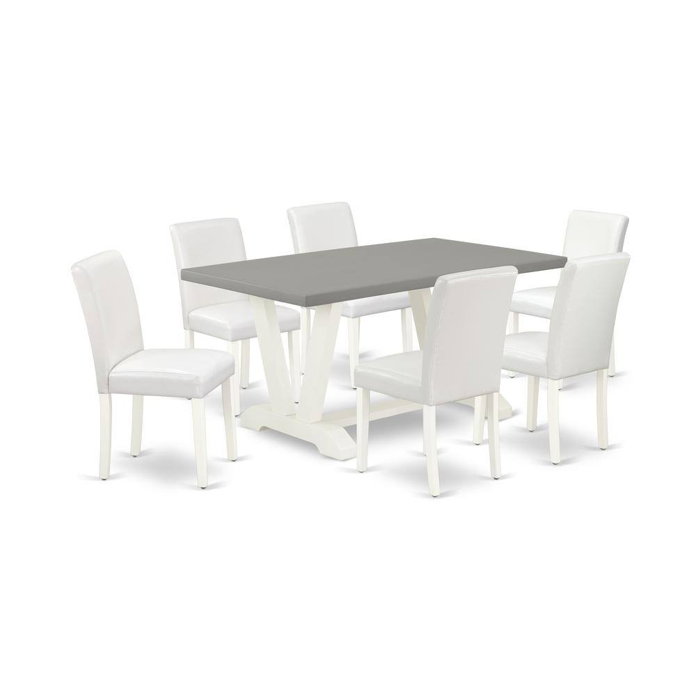 Left. East West Furniture - East West Furniture V096AB264-7 7-Piece Modern Rectangular Dining Room Table Set an Excellent Cement Color Modern - Multi-Color.