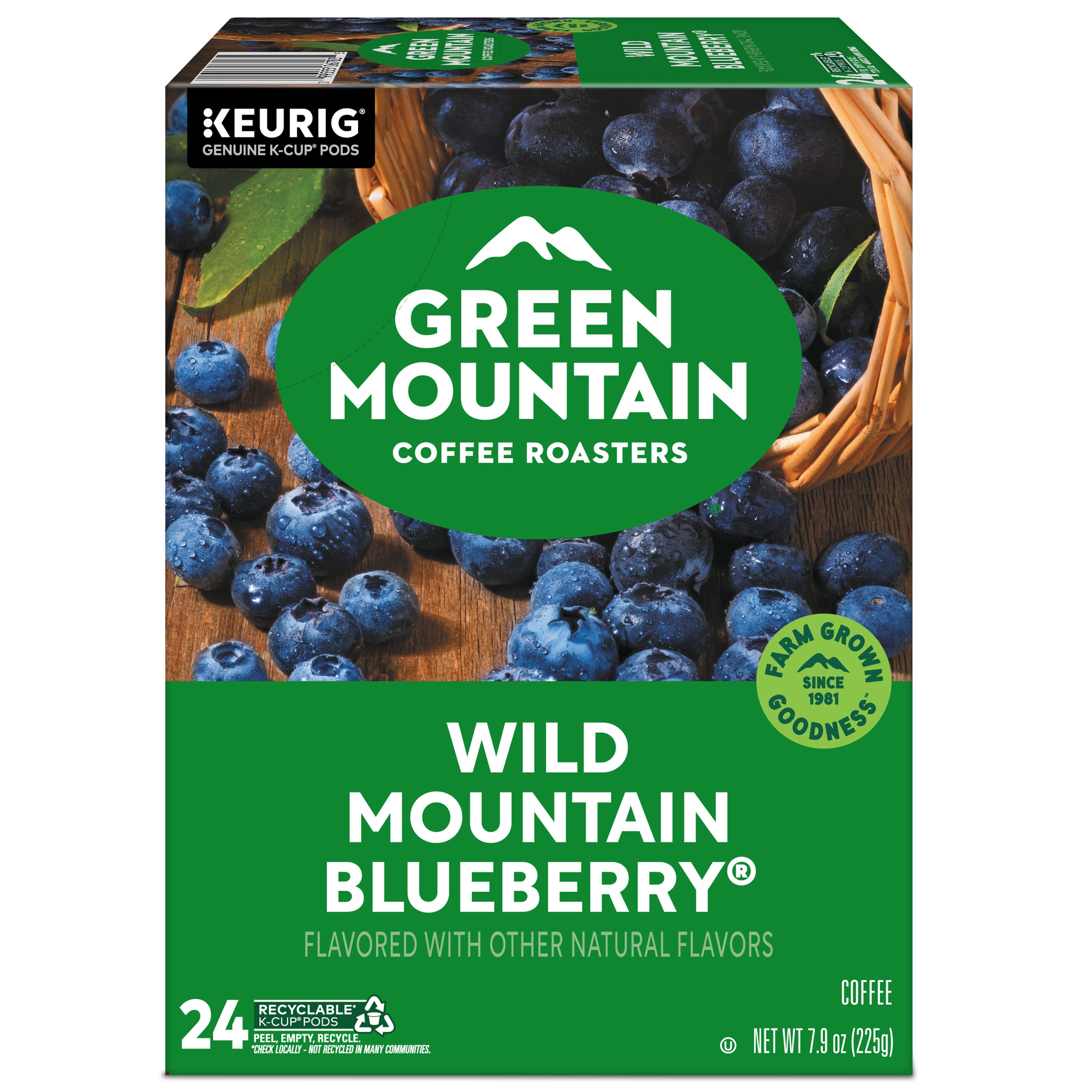 - A F HOSTA ENC 1 . KEURIG GENUINE K-CUP PODS I N X F 1 GREEN MOUNTAIN COFFEE ROASTERS FARM SINCE GROWN 1981 COODNESS WILD MOUNTAIN R BLUEBERRY FLAVORED WITH OTHER NATURAL FLAVORS COFFEE RECYCLABLE 24 K K-CUP PODS PEEL LMPTY RECYCLE NET WT 7.9 (225g) DE CALS - OL I KARY COMMUNITAL U OZ
Corrected text:
- A F HOSTA ENC 1 . KEURIG GENUINE K-CUP PODS I N X F 1 GREEN MOUNTAIN COFFEE ROASTERS FARM SINCE GROWN 1981 GOODNESS WILD MOUNTAIN BLUEBERRY FLAVORED WITH OTHER NATURAL FLAVORS COFFEE RECYCLABLE 24 K-CUP PODS PEEL EMPTY RECYCLE NET WT 7.9 OZ (225g) DE CALS - OL I KARY COMMUNITAL U OZ