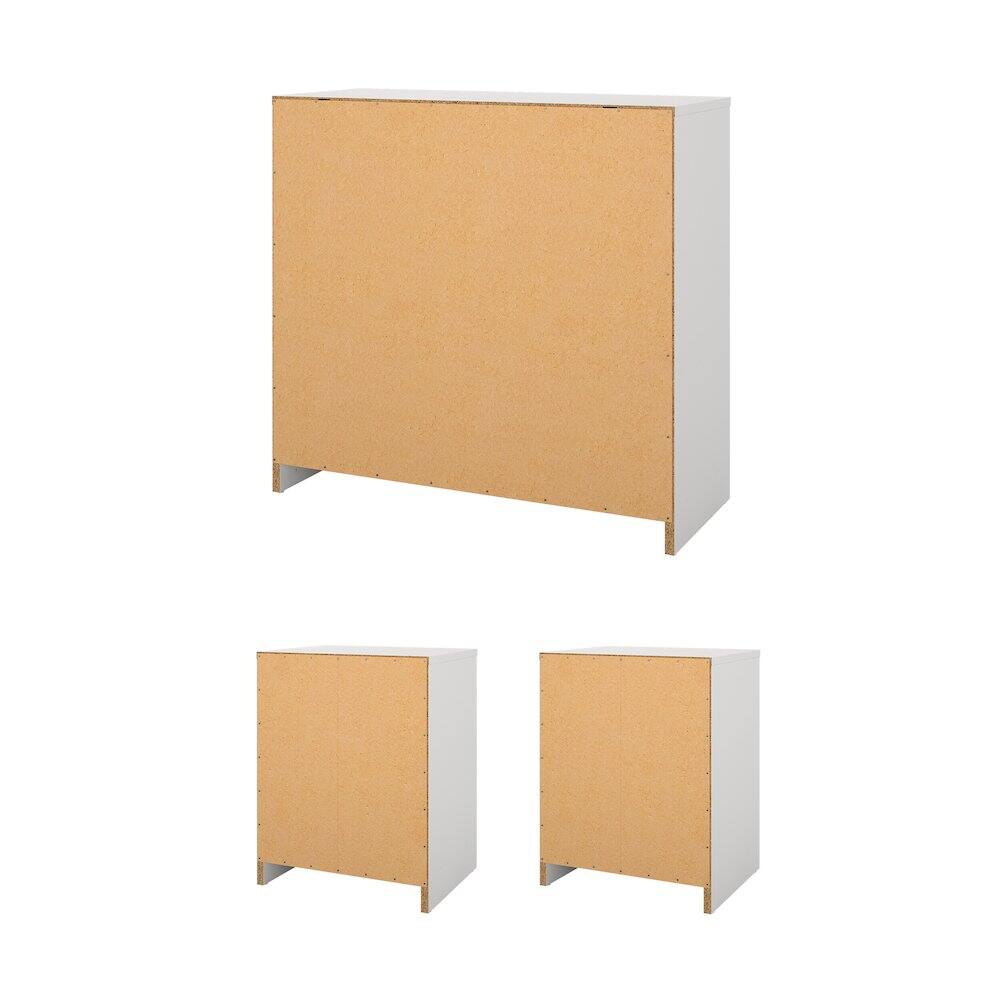 Left. Tvilum - 3-Piece Bedroom Set - Chest And Nightstand Set Of 2 - White.