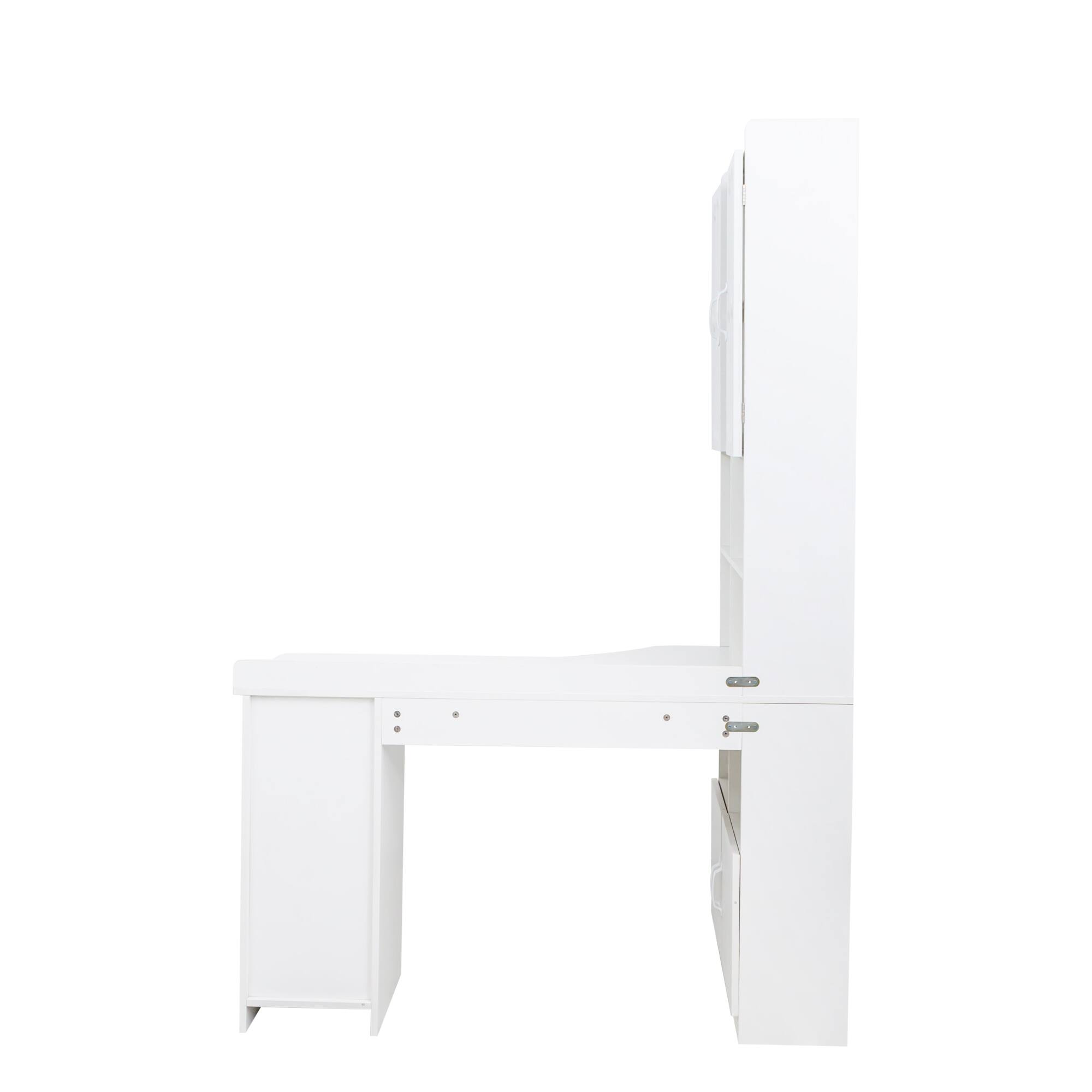 Alt View 2. Tiramisubest - L-Shaped Corner Computer Desk,Study Modern Style Table with Drawers,Bookshelf & Hutch,2-in-1 L-Shaped Design,White - White.