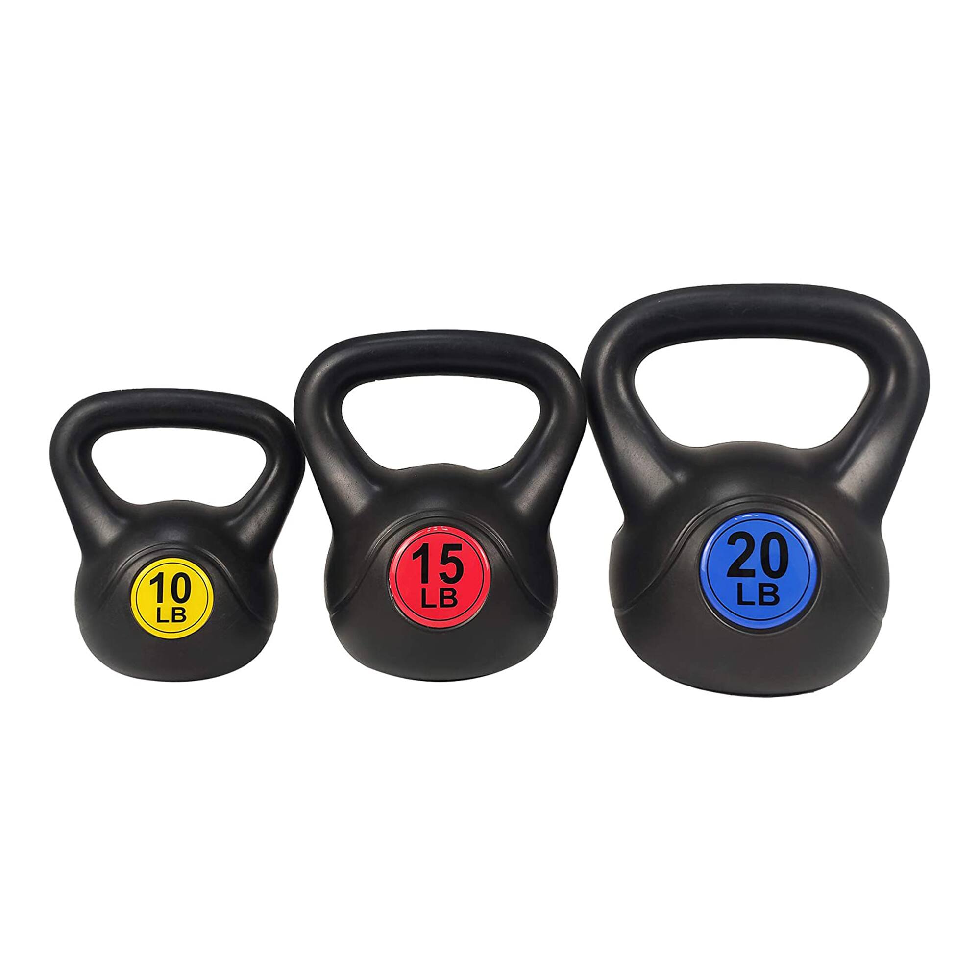 Alt View 7. BalanceFrom Fitness - BalanceFrom Kettlebell Fitness Exercise Weights, Set of 3, 10, 15, and 20 Pounds - Black.