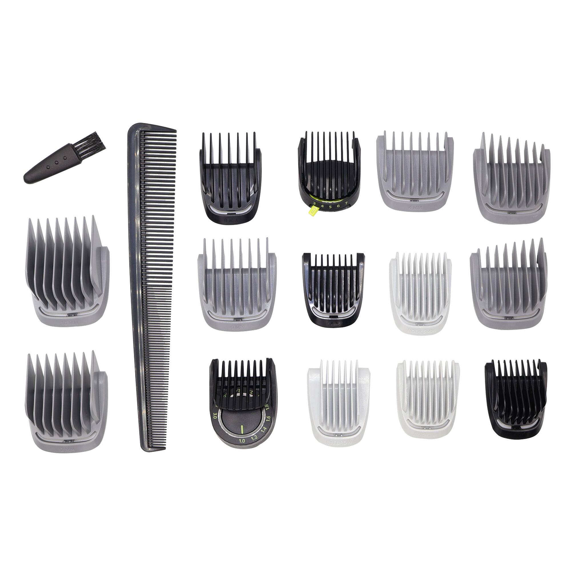 Left. Philips Norelco - Philips Norelco Multigroom 7000 Series All-in-One Trimmer, 23-Piece for Beard, Face, Nose, Ear, Body MG7970/49 - Black.