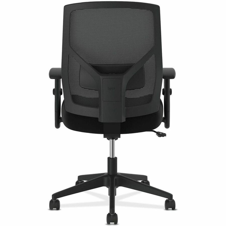 Back. HON - HON Crio High-Back Chair - Black Fabric Seat - Black Mesh Back - Black Frame - 5-Star Base - 1 Each - Black.