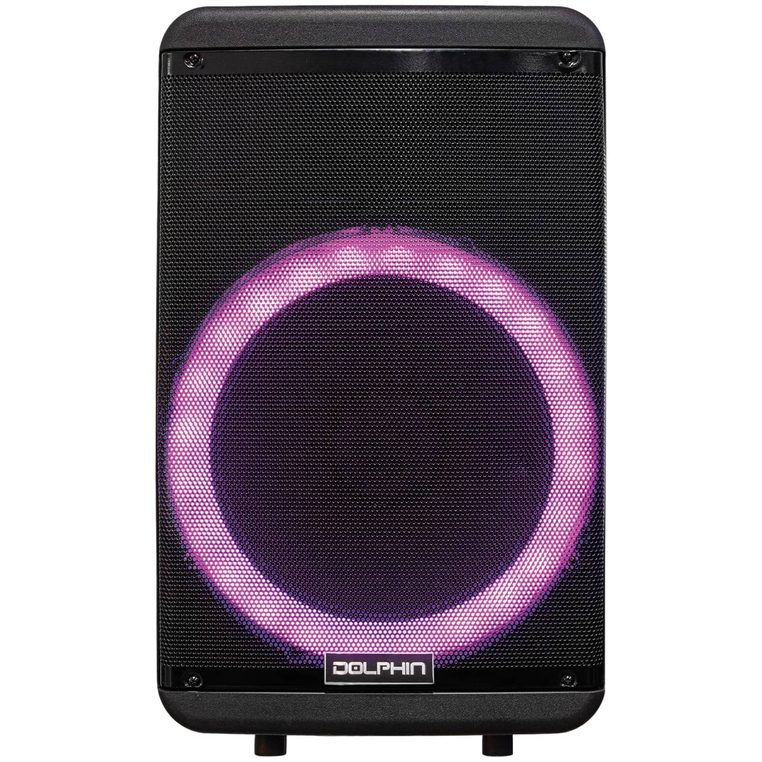 Dolphin Audio - 3600W Bluetooth Rechargeable Party Speaker, 15" Woofer, Lights, Wired Mic, Remote - Black