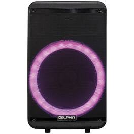 Dolphin Audio - 3600W Bluetooth Rechargeable Party Speaker, 15" Woofer, Lights, Wired Mic, Remote - Black