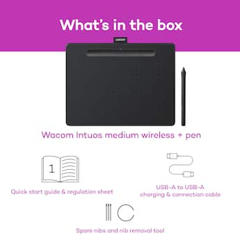 Wacom Intuos Medium Bluetooth Graphics Drawing Tablet, Includes Wacom Intuos Medium Bluetooth Graphics Drawing Tablet, Includes