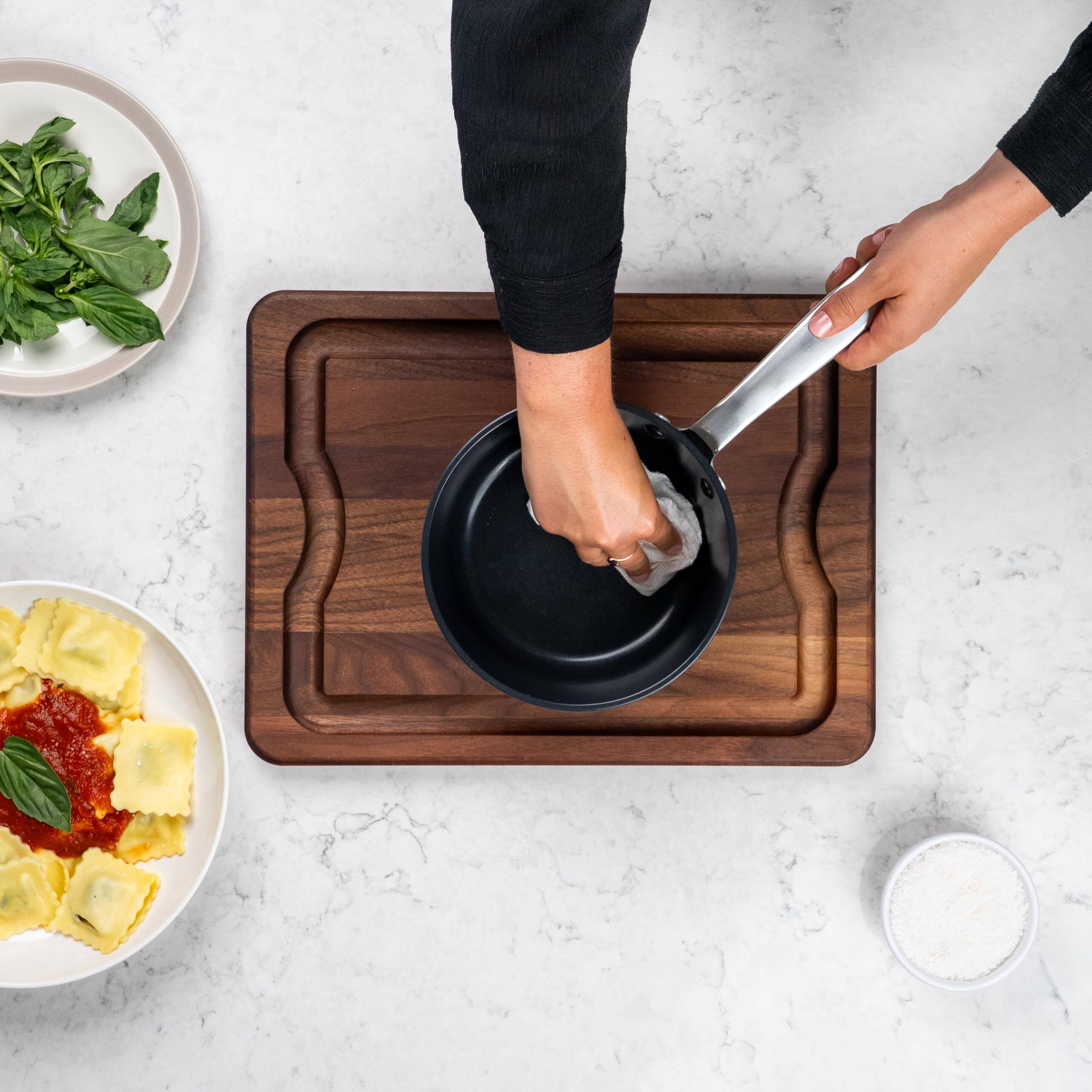 Angle. Alva - Alva Maestro Nonstick Ceramic Saucepan with Lid 2Qt. - Easy to Clean, Oven Safe and Toxin-Free Cookware - Black.