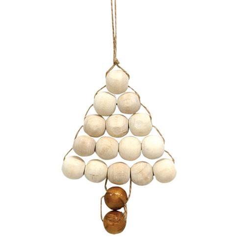 Angle. BreeBe - *4/Set Natural Bead Tree Ornaments - White, Brown.