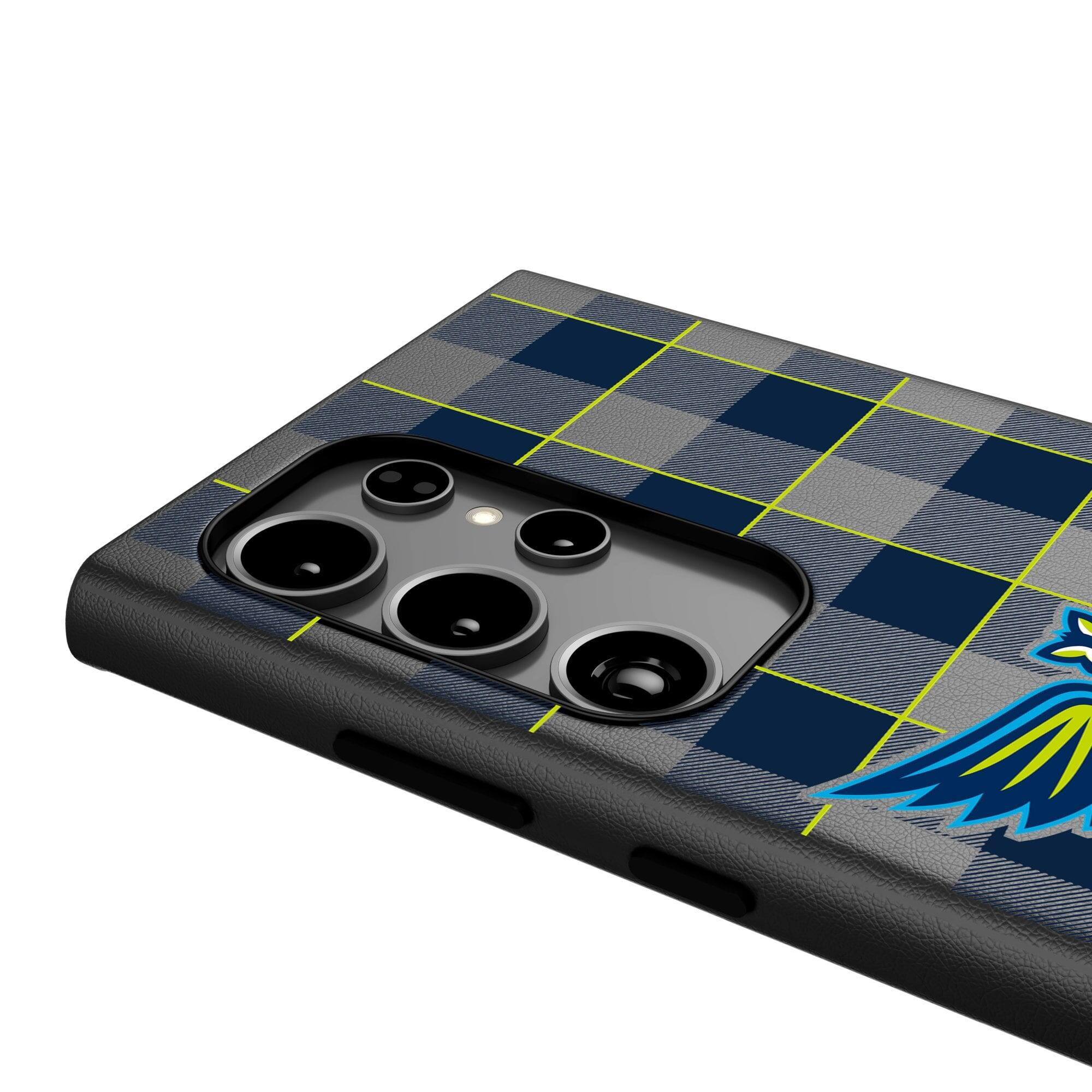 Alt View 3. Keyscaper - Dallas Wings Plaid Galaxy Magnetic Bump Case - S24 Ultra - Black.