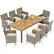 Alt View 9. Costway - 9 PCS Patio Dining Set for 8 Table and PE Rattan Chairs with 2" Umbrella Hole - Mix Gray,Off White.