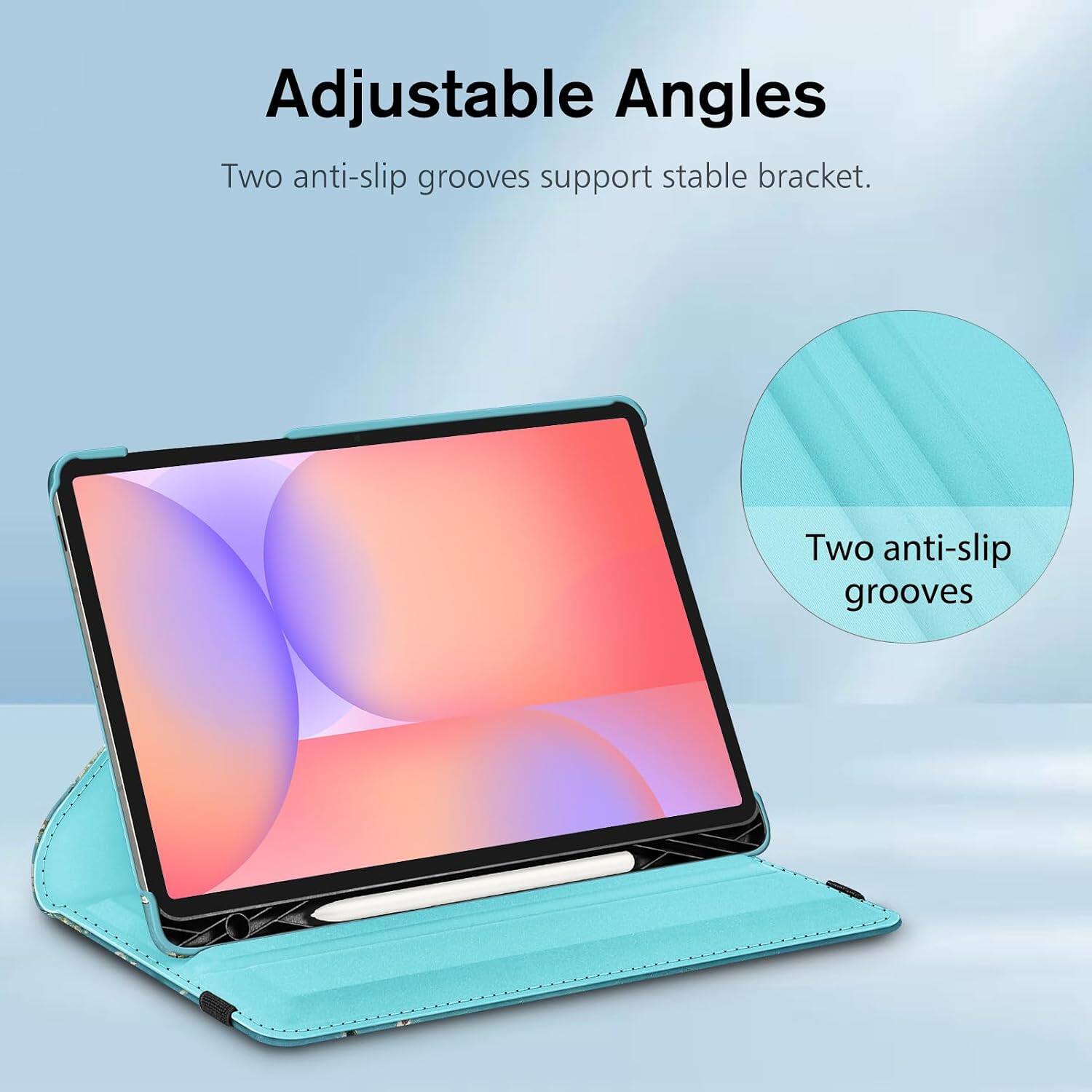Adjustable Angles  
Two anti-slip grooves support stable bracket.  
Two anti-slip grooves