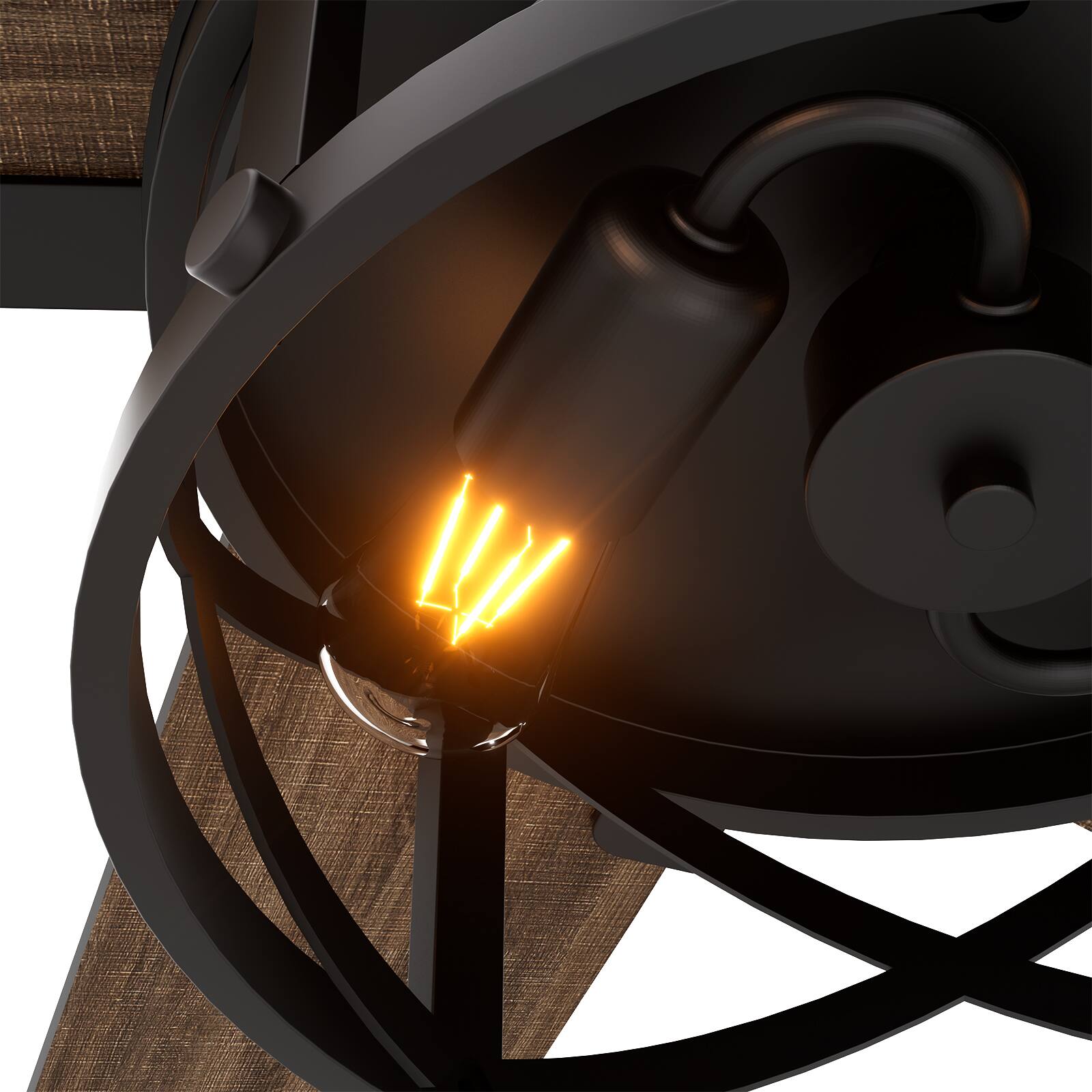 Alt View 9. Siljoy - 52-inch Modern Farmhouse Cage Flush Mount Fan with Light APP & Remote Control for Indoor Covered Patio - Matte Black.