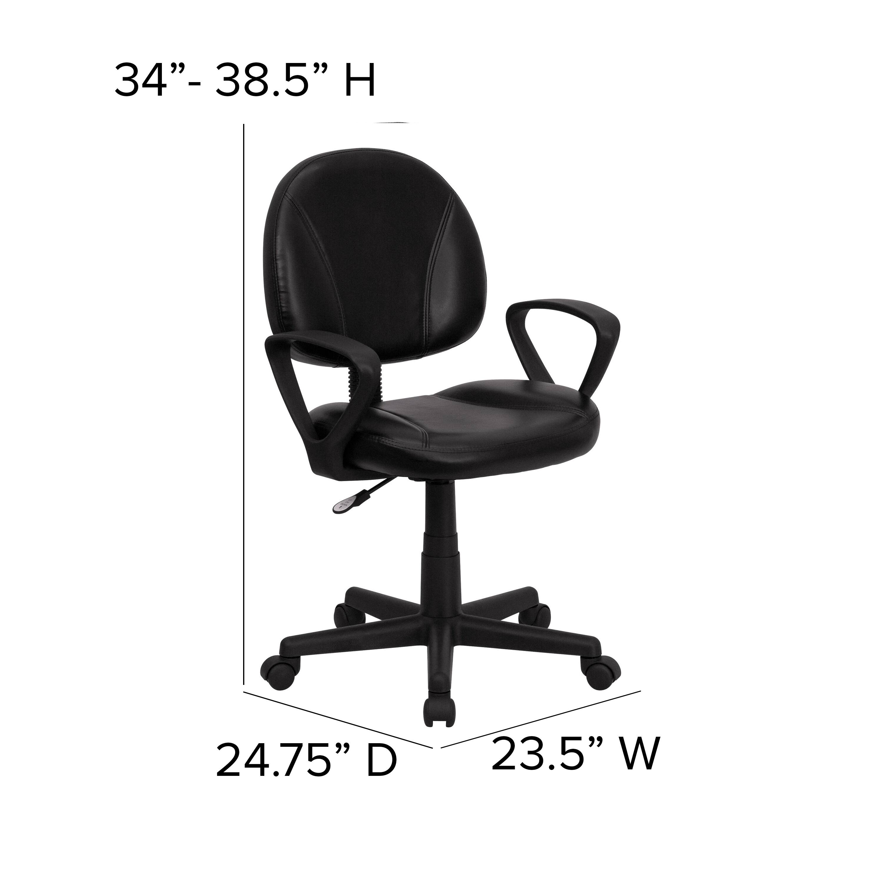 34" - 38.5" H  
24.75" D  
23.5" W
