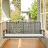 Gymax - Rattan Patio Porch Swing 2-Person Cushioned Swing Chair Bench w/ Hanging Ropes - Off White
