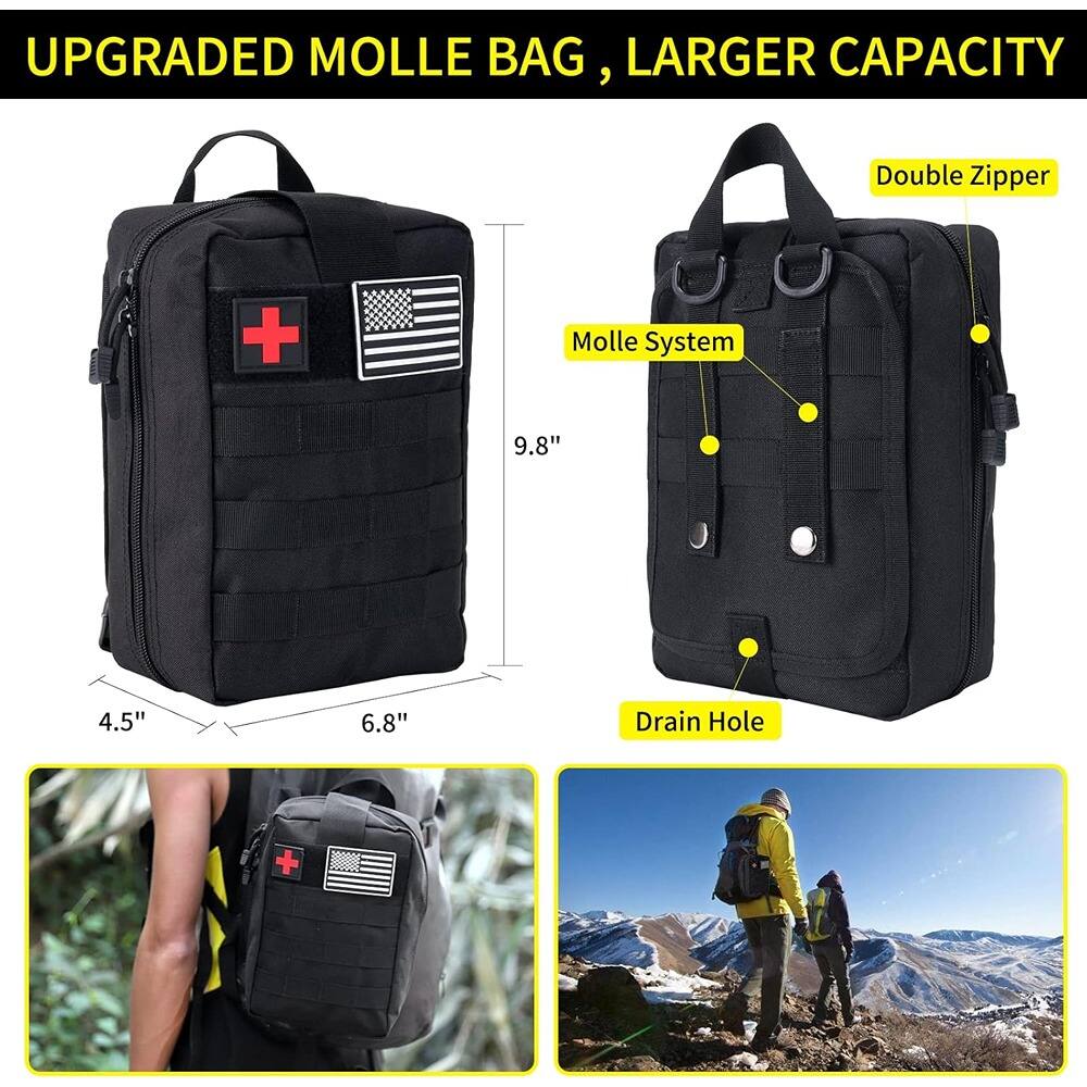 UPGRADED MOLLE BAG, LARGER CAPACITY

- Double Zipper
- Molle System
- Drain Hole

Dimensions:
- 9.8" (height)
- 4.5" (width)
- 6.8" (depth)