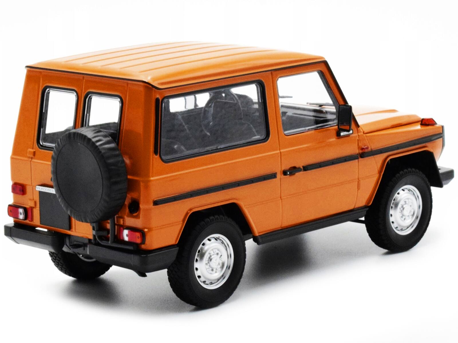 Left. Minichamps - 1980 Mercedes-Benz G-Model (SWB) Orange with Black Stripes Limited Edition to 504 pieces Worldwide 1/18 & - Orange with Black.