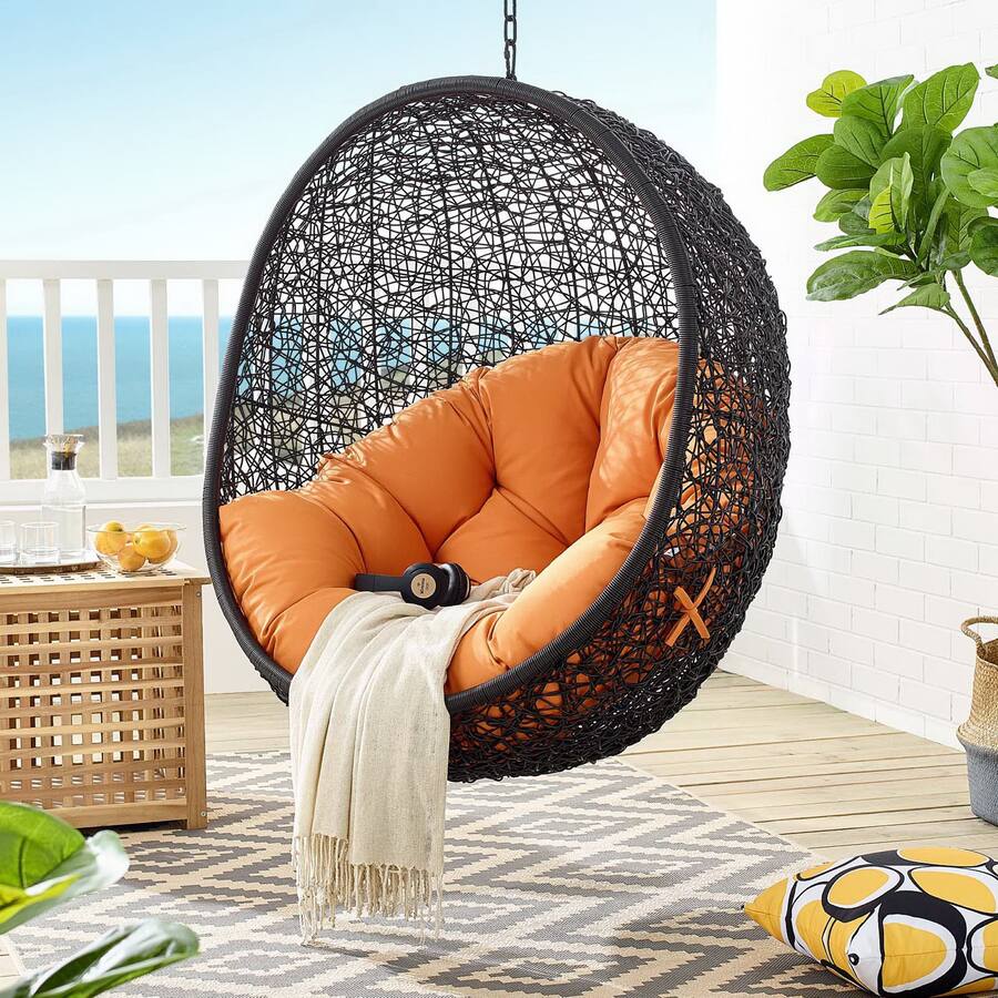 Encase Encase Swing Outdoor Patio Lounge Chair Without Stand by Modway Black ...