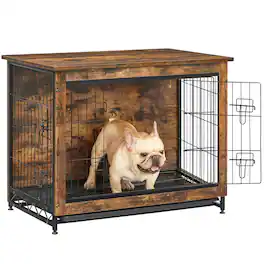 Songmics Home - Dog Crate Furniture, 32.5" Side End Table, Modern Kennel for Dogs Indoor up to 45 lb - Rustic Brown