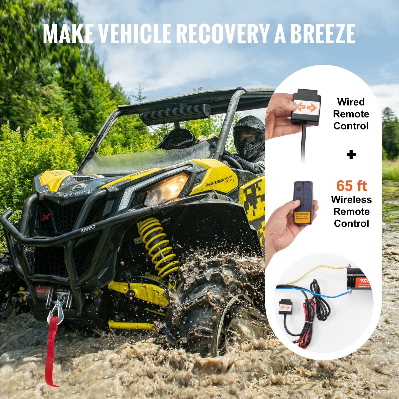 MAKE VEHICLE RECOVERY A BREEZE

- Wired Remote Control
- 65 ft Wireless Remote Control
