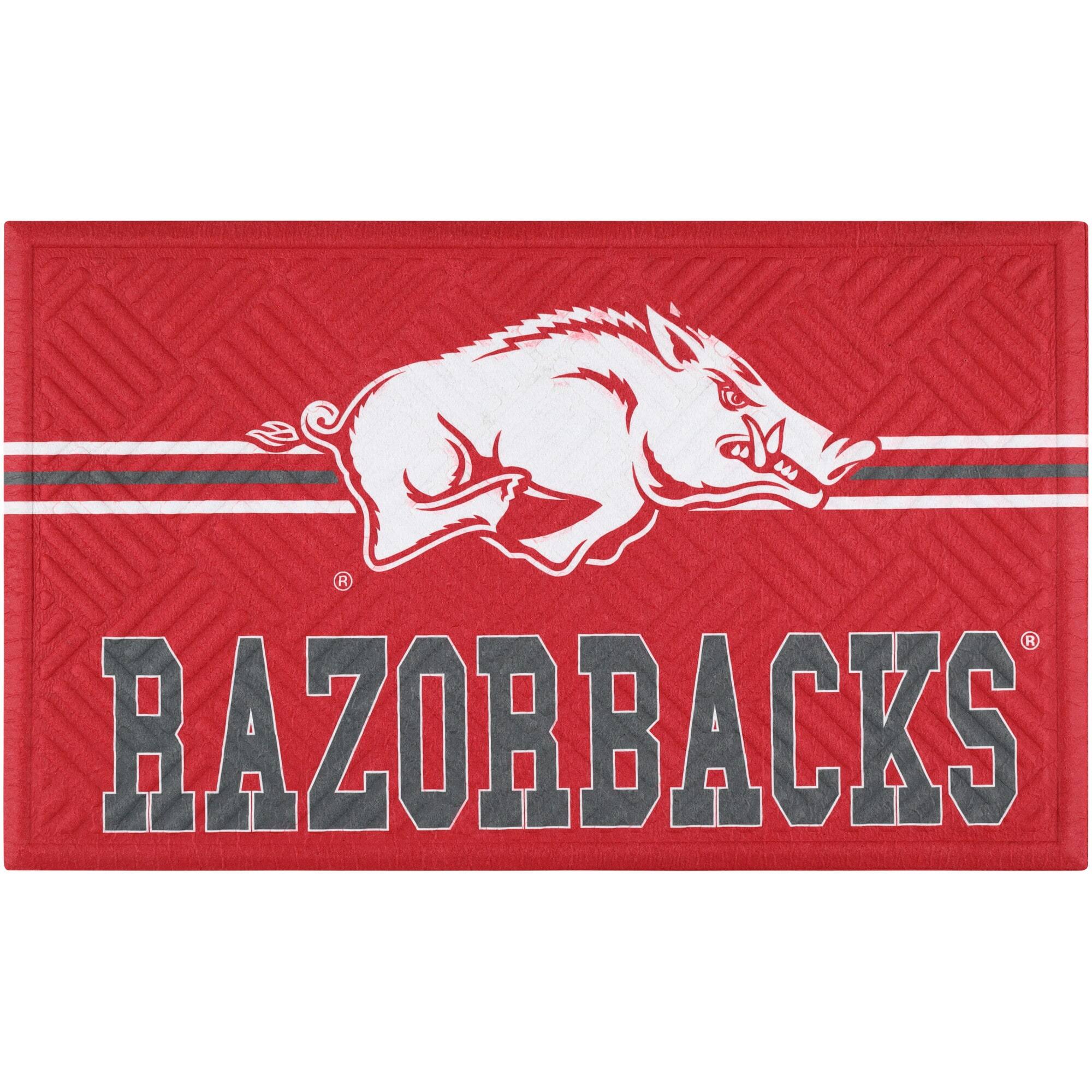 Front. Evergreen Enterprises - Arkansas Razorbacks Embossed Door Mat - Multicolor.