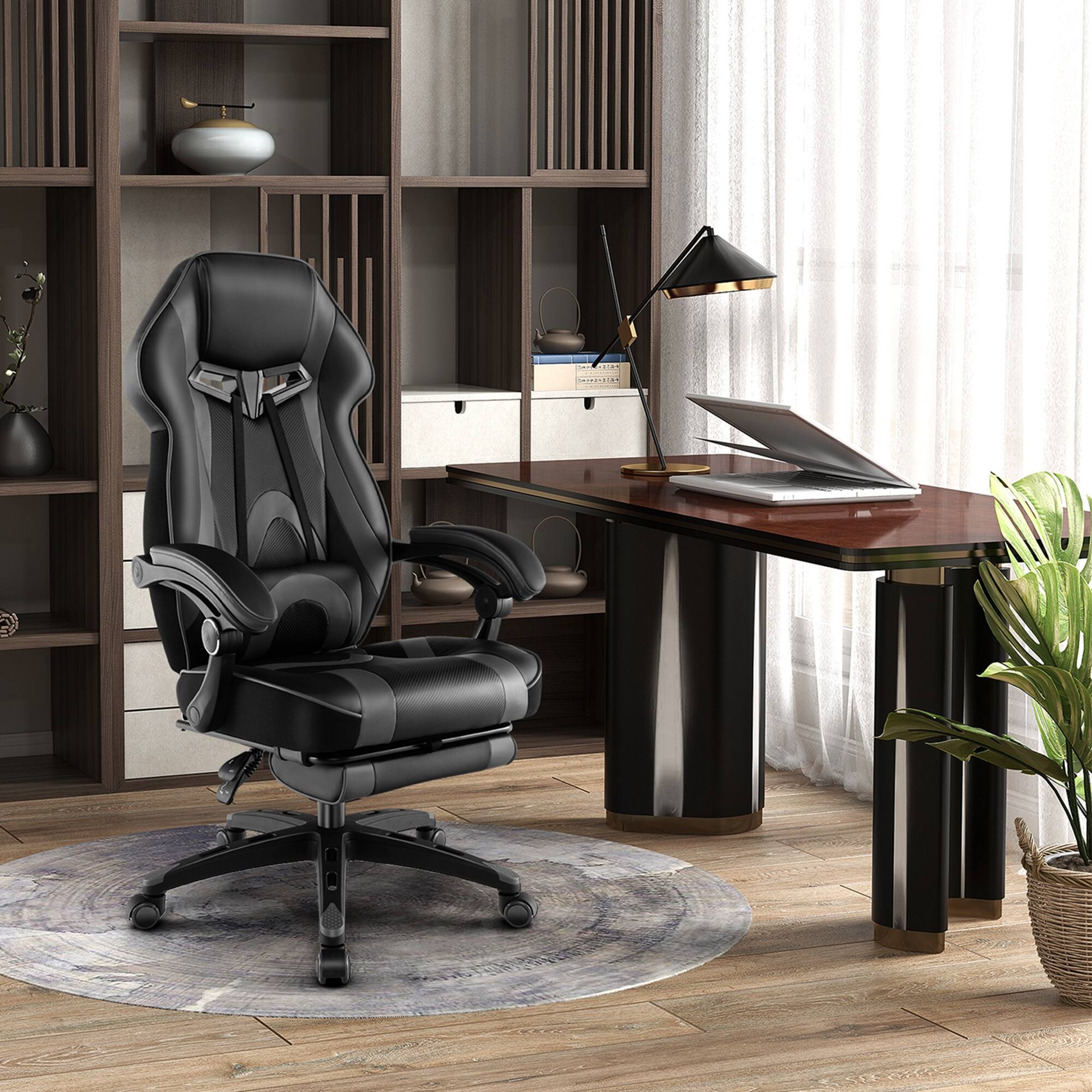Costway Adjustable E Sports Racing Style Chair with Padded Headrest ...