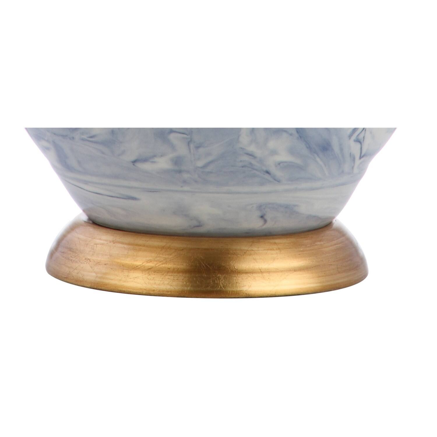Alt View 7. Jonathan Y - Holly 20.5" Contemporary Traditional Marbleized Ceramic LED Table Lamp, Blue/White - Blue/White.