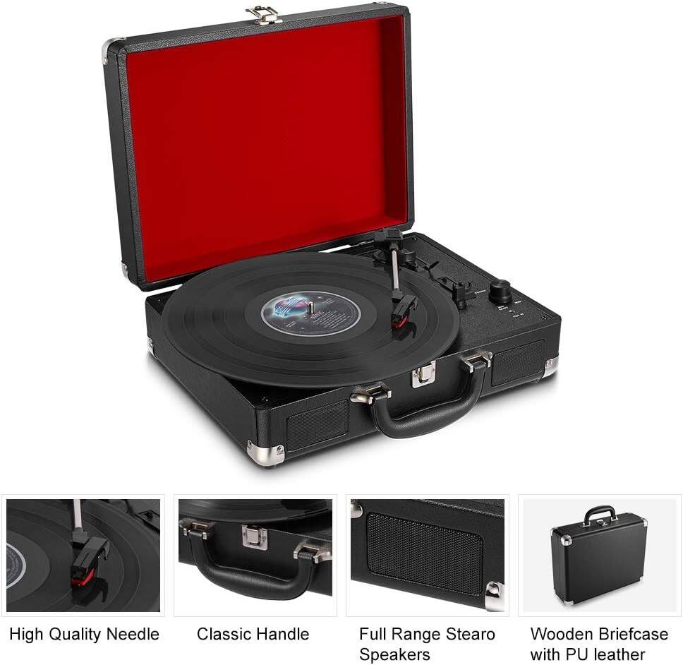 High Quality Needle  
Classic Handle  
Full Range Stereo Speakers  
Wooden Briefcase with PU leather