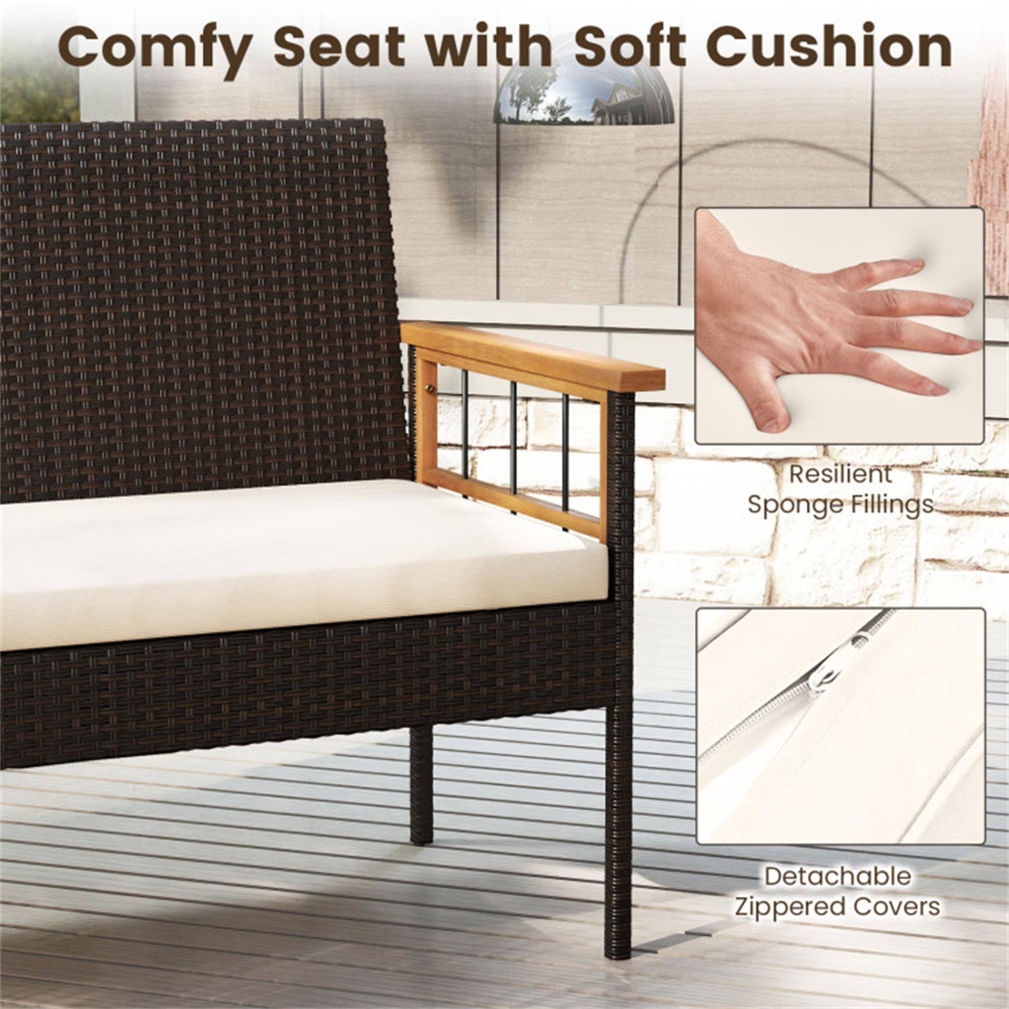 Comfy Seat with Soft Cushion  
Resilient Sponge Fillings  
Detachable Zippered Covers