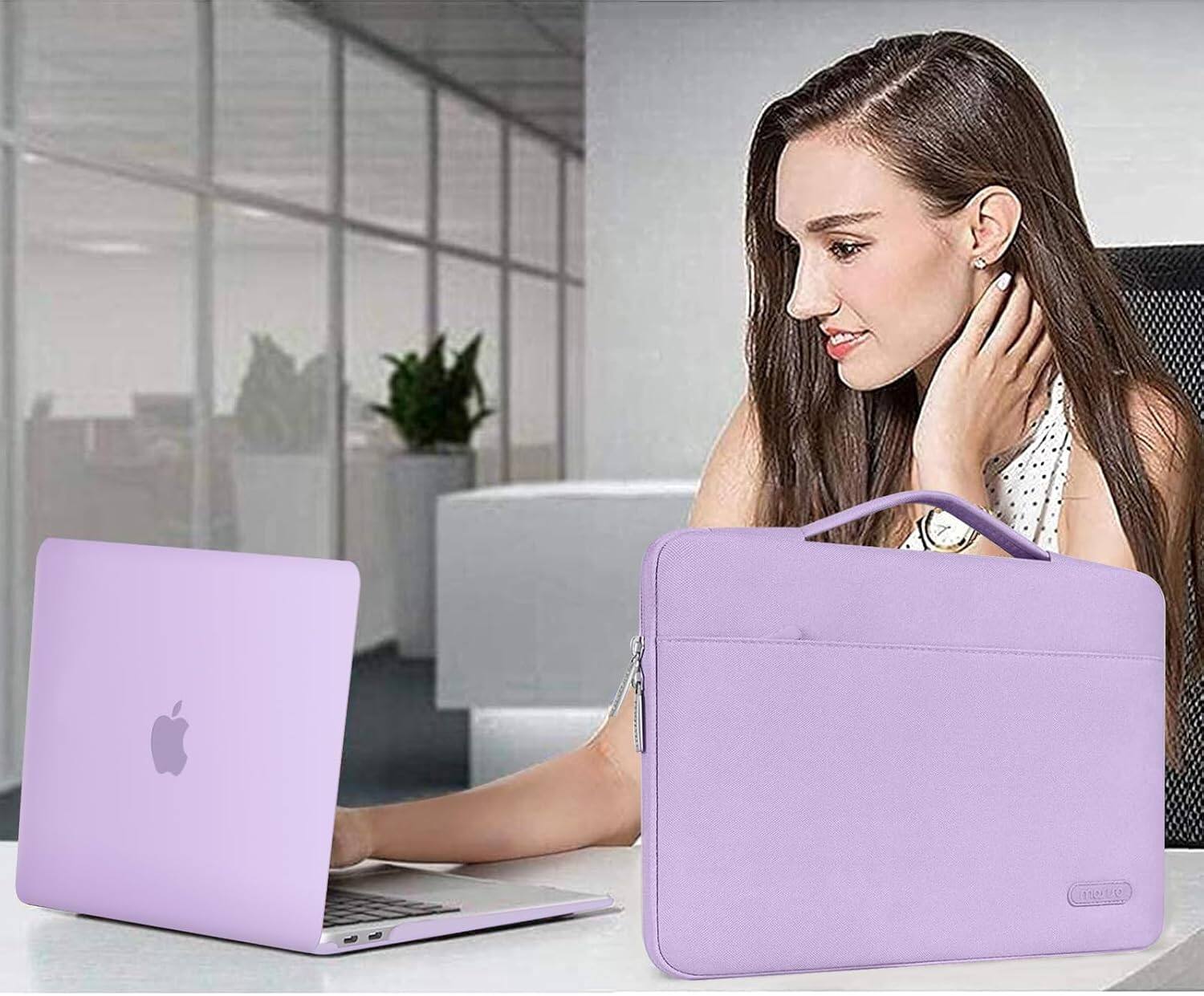 Alt View 3. mosiso - 5-in-1 MacBook Air 13 Case and Sleeve Kit A2337/A2179/A1932 - Purple.
